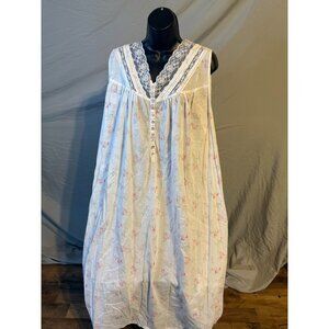 Eileen West Long White Floral Nightgown Gown Womens Plus Size 3X Lace Sleeveless